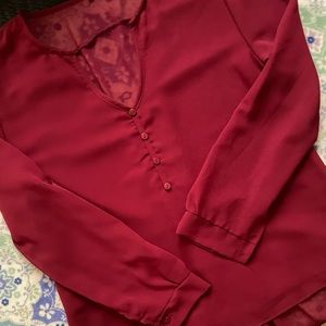 BurgundySheer Blouse